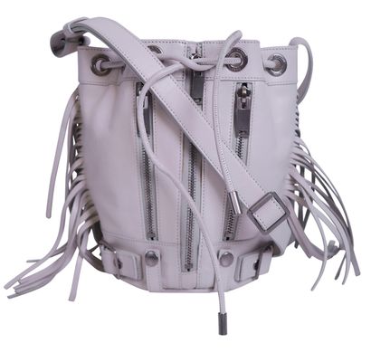 Rider Fringed Washed Bucket Bag, front view